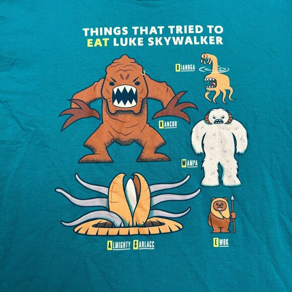 Disney Star Wars Things That Tried To Eat Luke Sky Walker T-Shirt Large Crew Tee - Picture 5 of 11